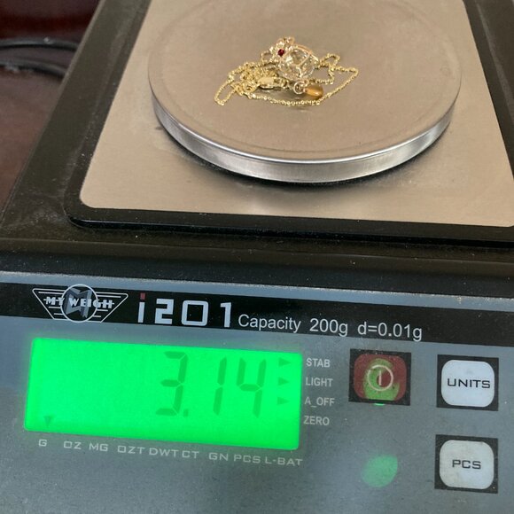 10K Yellow Gold Synthetic Aquamarine Pendant 18" - Picture 8 of 8